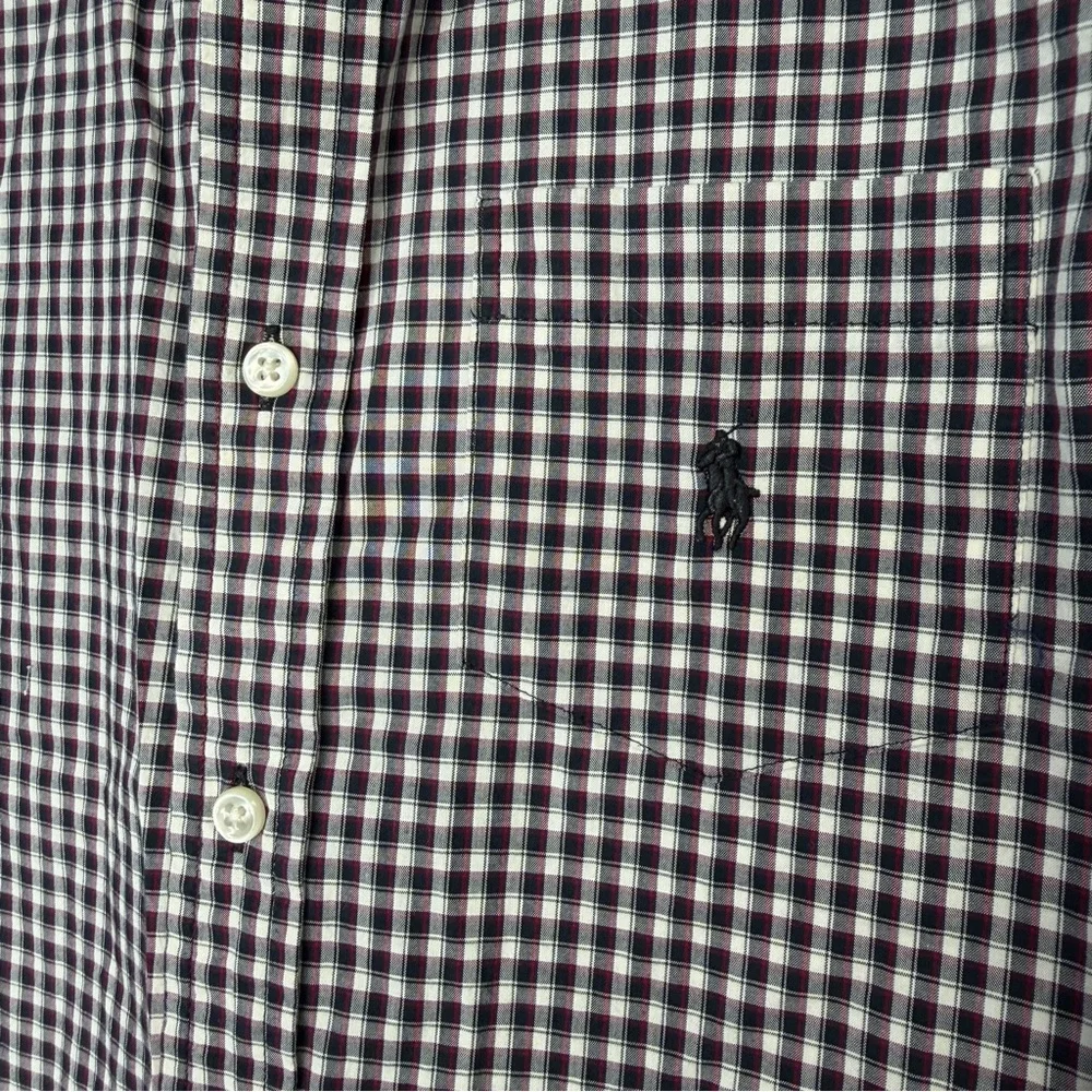 Ralph‎ Lauren Boys Size XL 18-20 Button Down Long Sleeve Shirt Navy Red Plaid